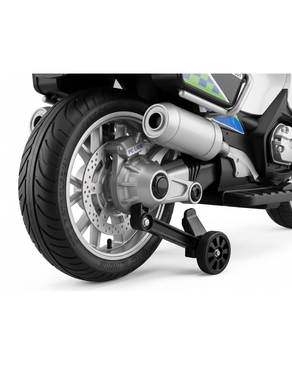 Kids Electric Ride-On Police Motorcycle – 12V Battery Powered Toy Bike with Training Wheels & LED Lights