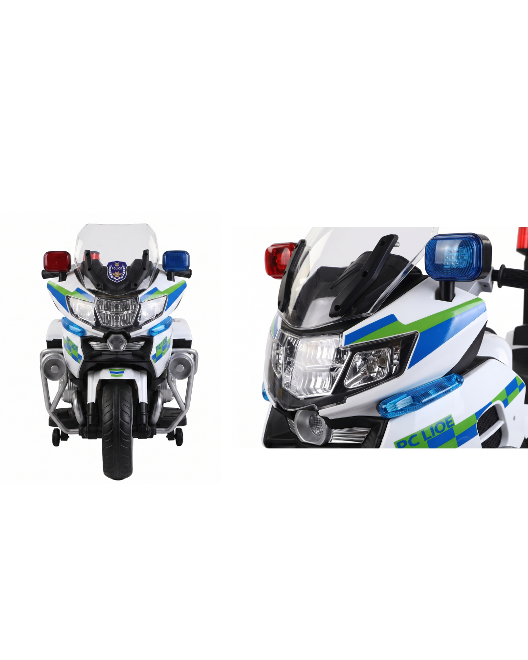 Kids Electric Ride-On Police Motorcycle – 12V Battery Powered Toy Bike with Training Wheels & LED Lights