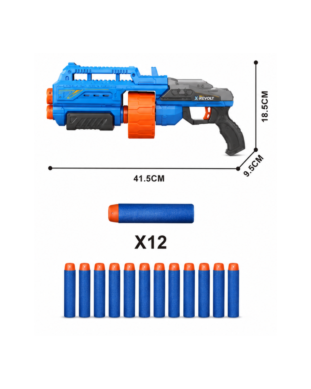 X-Revolt Storm Shooter Foam Dart Blaster Gun with 12 Soft Foam Darts